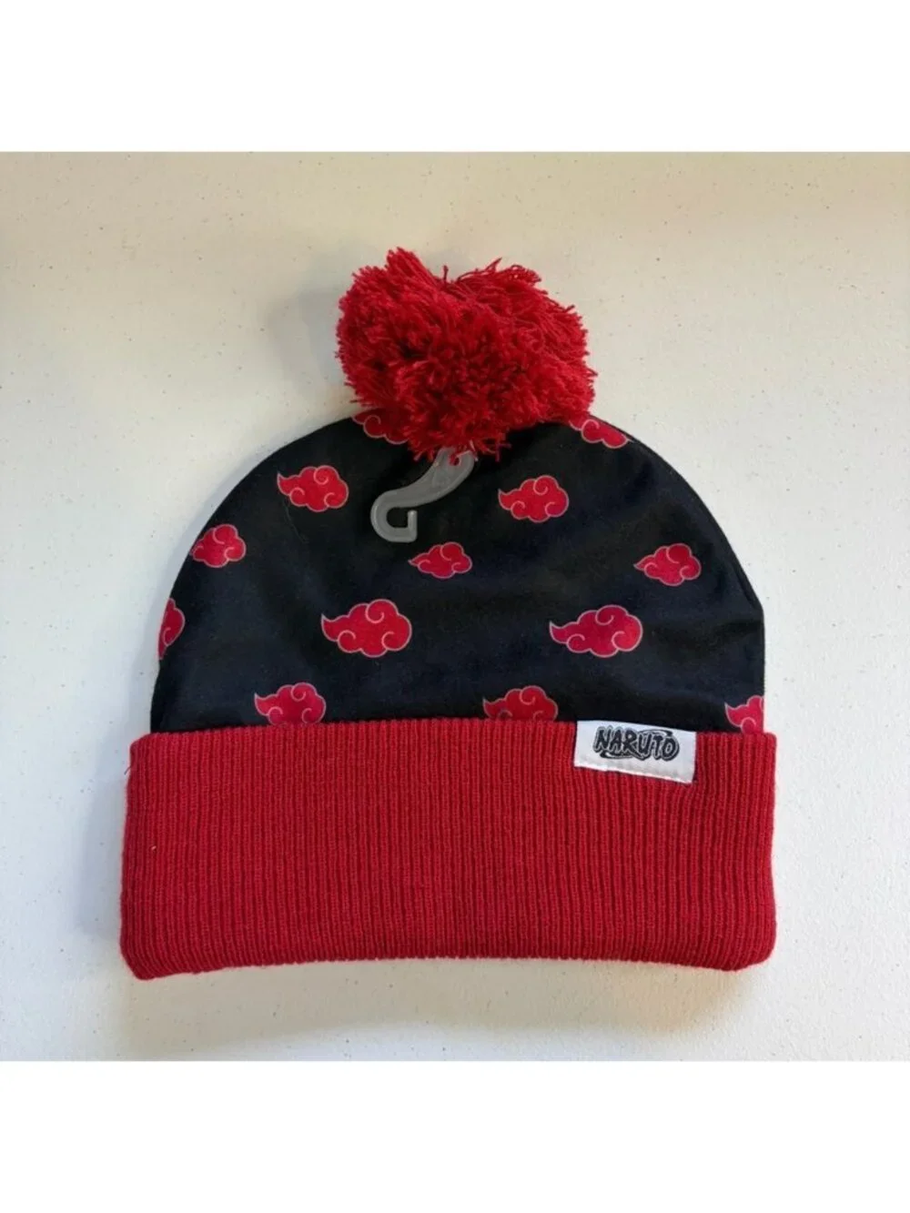Naruto Beanie Toque Hat Shippuden Akatsuki Cloud Youth Cuffed Pom New red black